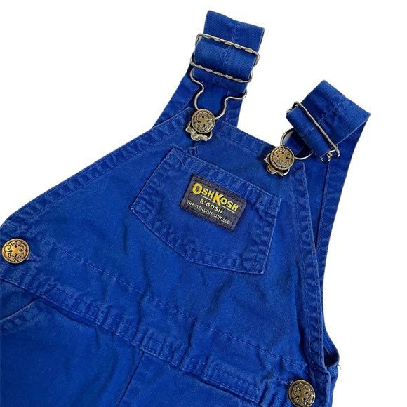 Vintage 80s Osh Kosh b’Gosh Blue Vestbak Shortalls Overalls Shorts 6-9 months - Picture 3 of 4